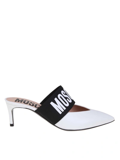 Shop Moschino Sabot In White Leather