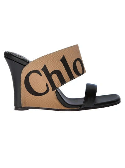 Shop Chloé Logo Wedge Sandals