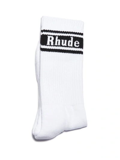 Shop Rhude Socks In Bianco Nero