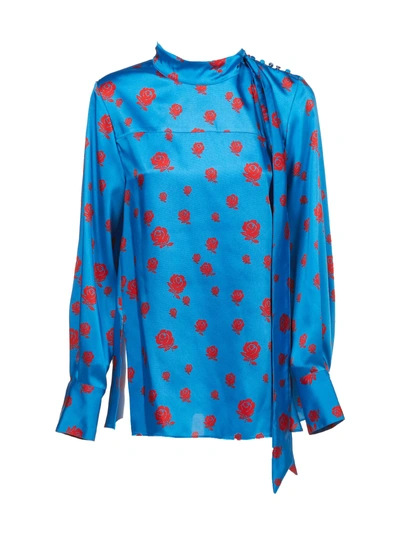 Shop Kenzo Bluse In Azzurro Rosso