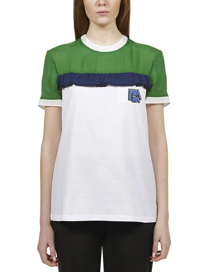 Shop Prada Short Sleeve T-shirt In Verde Bianco Blu