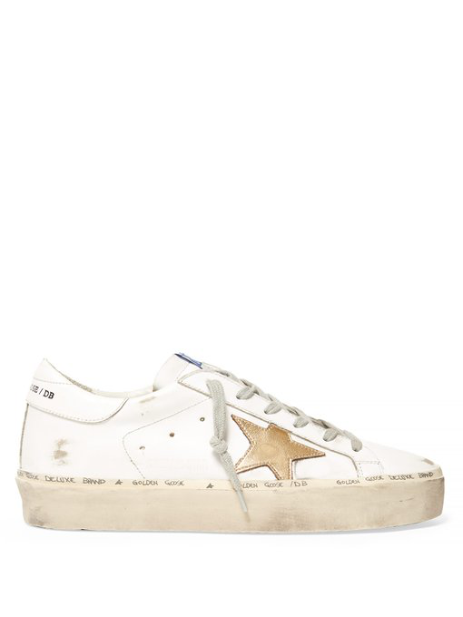 white platform leather trainers