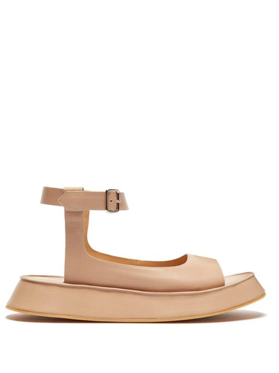 Jil Sander Leather Flatform Sandals In Nude ModeSens