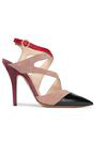 Shop Etro Calf Hair, Suede And Patent-leather Pumps In Taupe