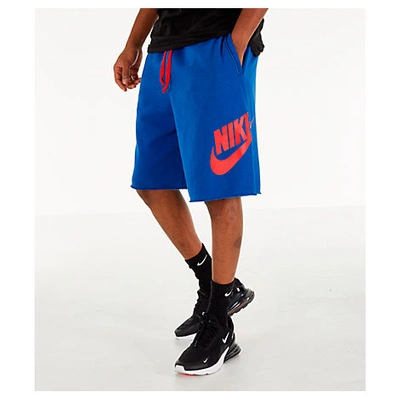 Shop Nike Men's Sportswear Alumni Fleece Shorts, Blue - Size Med