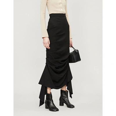 Shop Awake Asymmetric Draped-panel Stretch-crepe Skirt In Black