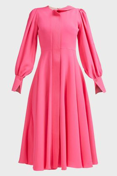 Shop Roksanda Adyn Silk-satin Midi Dress In Pink