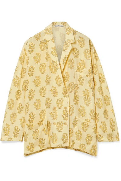 Shop Acne Studios Sumi Oversized Floral-print Twill Shirt In Pastel Yellow