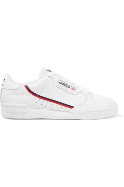 Shop Adidas Originals Continental 80 Grosgrain-trimmed Textured-leather Sneakers In White