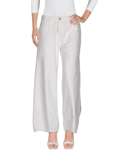 Shop Twinset Woman Jeans White Size 26 Cotton, Cow Leather