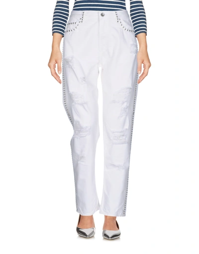 Shop Twinset Woman Denim Pants White Size 30 Cotton
