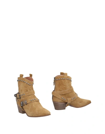 TWINSET TWINSET WOMAN ANKLE BOOTS SAND SIZE 8 SOFT LEATHER 11244557AX 7