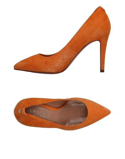 Shop Twinset Woman Pumps Mandarin Size 11 Leather In Orange