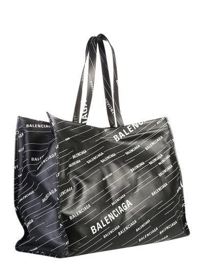 Shop Balenciaga Branded Shopper In Black