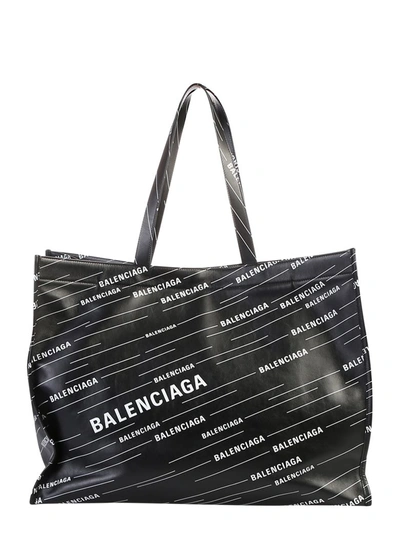 Shop Balenciaga Branded Shopper In Black