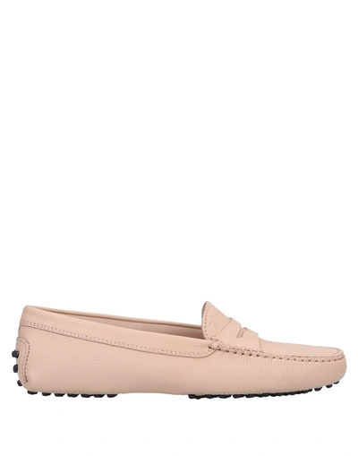 Shop Tod's Woman Loafers Light Pink Size 5.5 Soft Leather