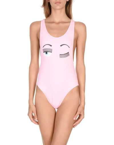 Shop Chiara Ferragni One-piece Swimsuits In Light Pink