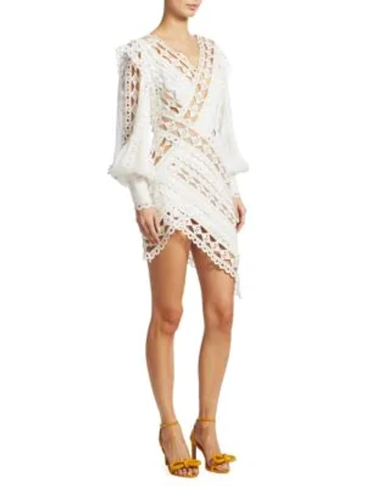 Shop Zimmermann Moncur Studded Embroidery Mini Dress In Ivory