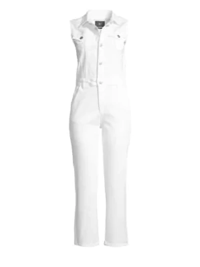 Shop 3x1 Morris Sleeveless Denim Crop Jumpsuit In Dutch White
