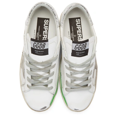 Shop Golden Goose White And Green Superstar Sneakers