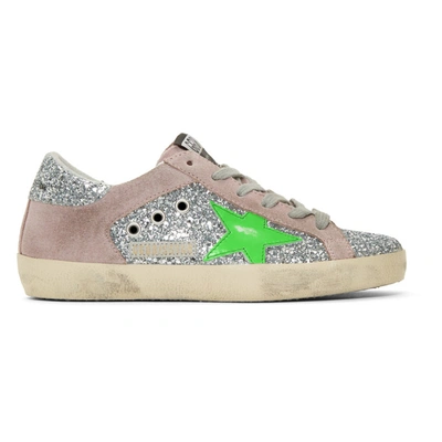 Shop Golden Goose Pink Glitter Superstar Sneakers