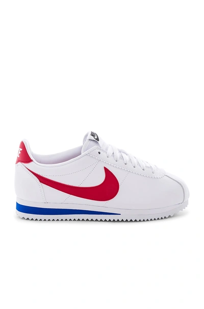 Shop Nike Classic Cortez Leather Sneaker In White, Varsity Red & Varsity Royal