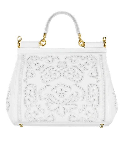 Shop Dolce & Gabbana Sicily Medium Top Handle Bag In White