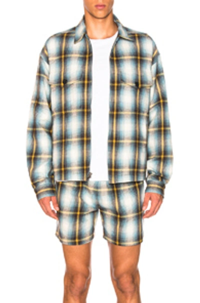 Shop Adaptation Plaid Jacket In Blue & Yellow