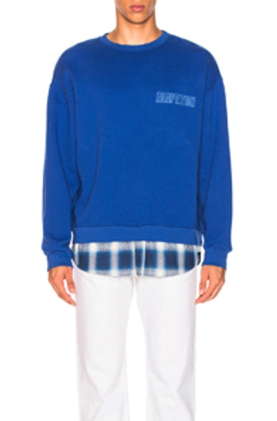 Shop Adaptation Crewneck With Shirt Tail In Blue Chrome