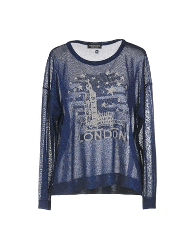 Shop Twinset Woman Sweater Midnight Blue Size L Viscose, Metal, Polyamide