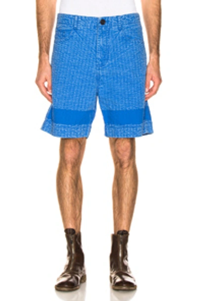 Shop Craig Green Acid Wash Line Stitch Shorts In Blue