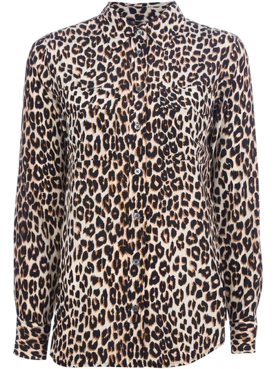 Shop Equipment 'signature' Leopard Print Shirt In Brown