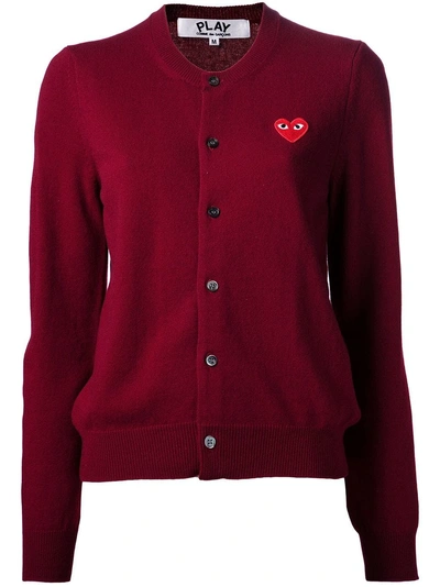 Shop Comme Des Garçons Play Basic Cardigan In Red