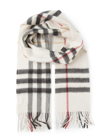 Shop Burberry Checked Scarf - Neutrals