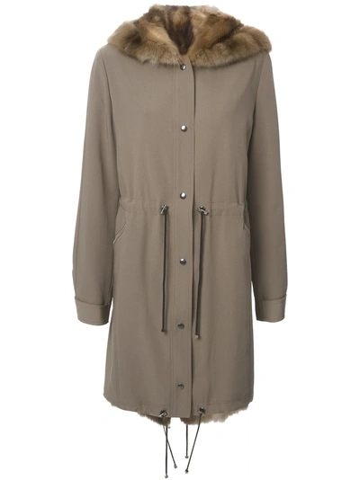 Shop Liska Hooded Coat - Brown
