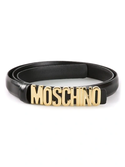 Shop Moschino Logo Plaque Belt - Black