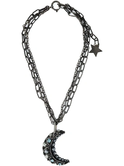 Shop Lanvin Moon Pendant Necklace - Metallic