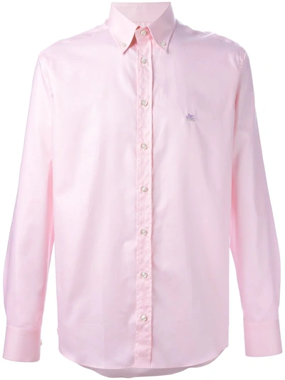 Shop Etro Embroidered Logo Shirt - Pink