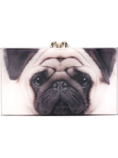 Charlotte Olympia 'pandora' Pug Print Clutch - Neutrals In Neutrals