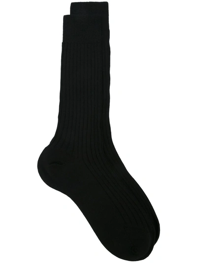 Shop Fashion Clinic Timeless Ribbed Ankle Socks In Black
