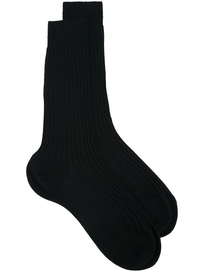 Shop Fashion Clinic Timeless Knitted Ribbed Socks In Blue