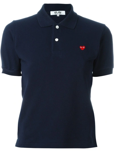 Shop Comme Des Garçons Play Heart Patch Polo Shirt - Blue