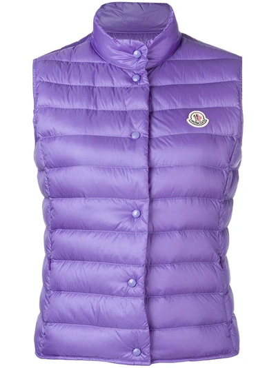 Shop Moncler Snap-button Padded Vest - Purple