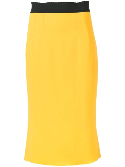 Shop Dolce & Gabbana Fitted Pencil Skirt - Yellow