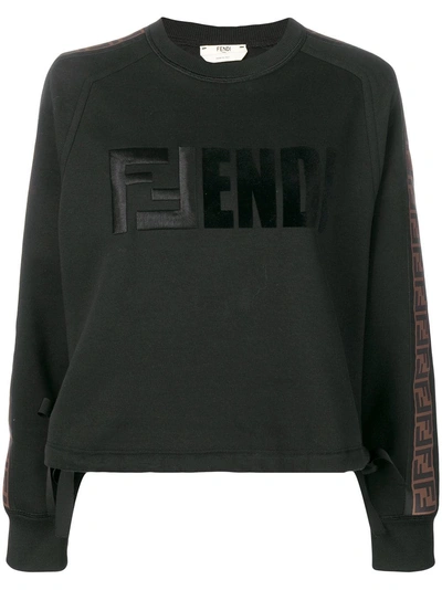 Shop Fendi Logo Tape Sweatshirt - Black