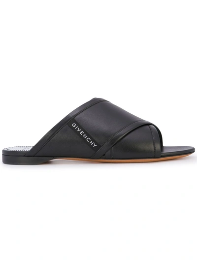 Shop Givenchy Crossover Flat Sandals In Black
