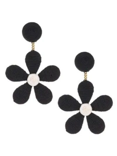 Shop Rebecca De Ravenel Daisy Drop Earrings In Black
