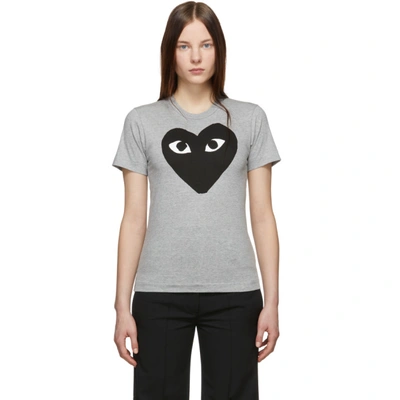 Shop Comme Des Garçons Play Comme Des Garcons Play Grey And Black Big Heart T-shirt