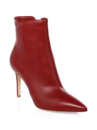 Shop Gianvito Rossi Pointy Leather Booties In Red