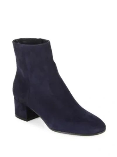 Shop Gianvito Rossi Suede Block Heel Booties In Denim